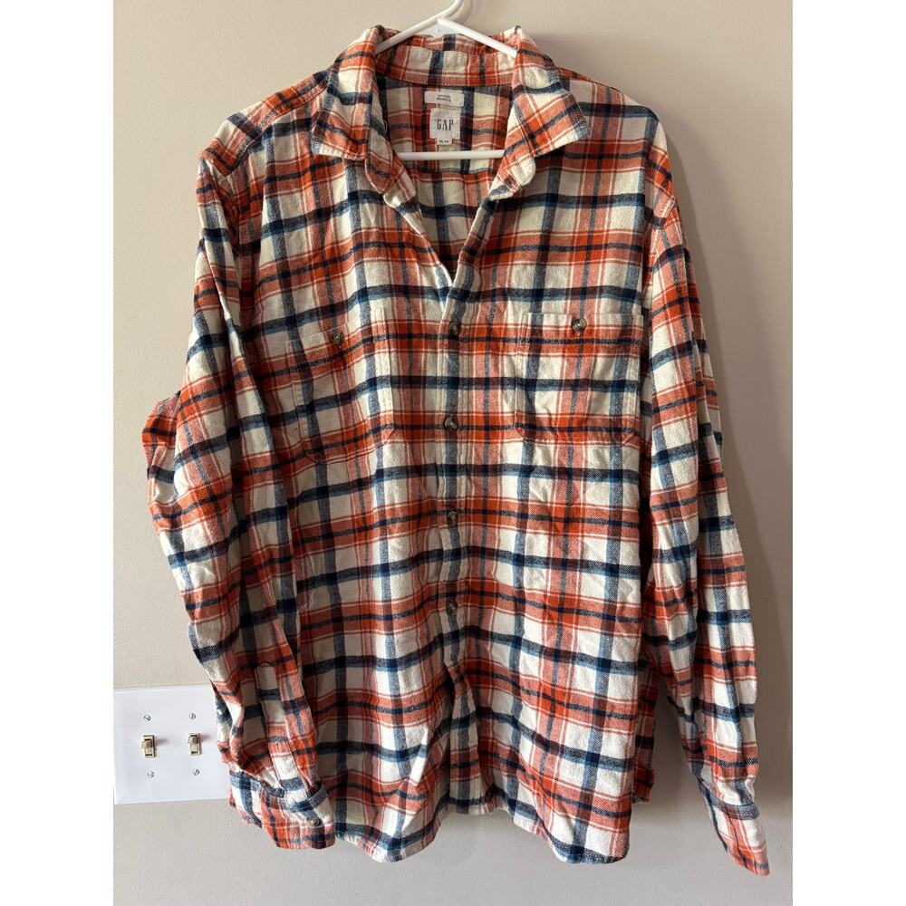 Gap Orange Plaid Button Up XXL